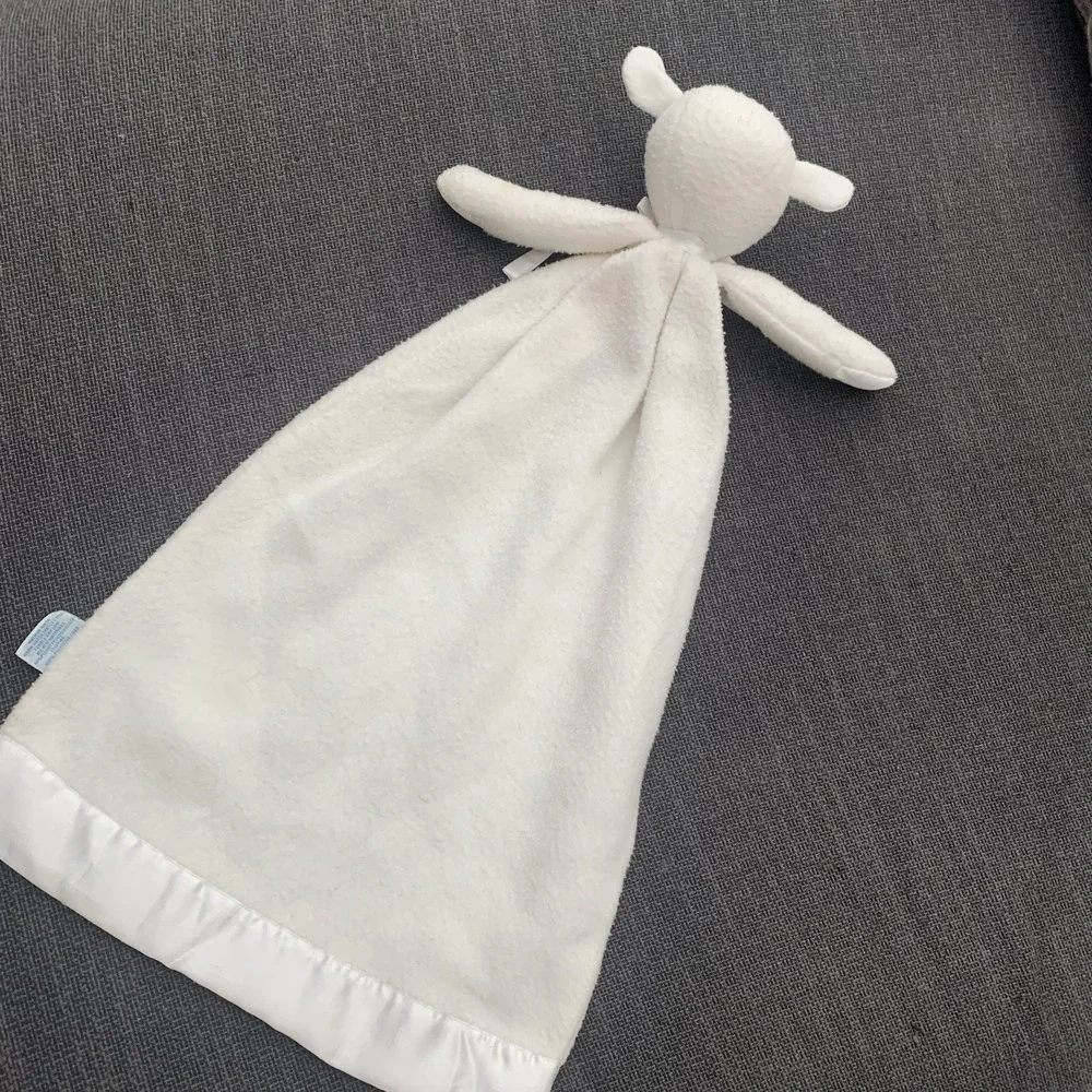 Baby Boyds Collection White Lamb Satin Trim & Heart Security Blanket/Lovey